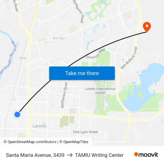 Santa Maria Avenue, 3439 to TAMIU Writing Center map