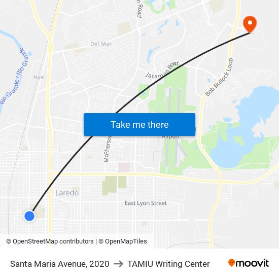 Santa Maria Avenue, 2020 to TAMIU Writing Center map