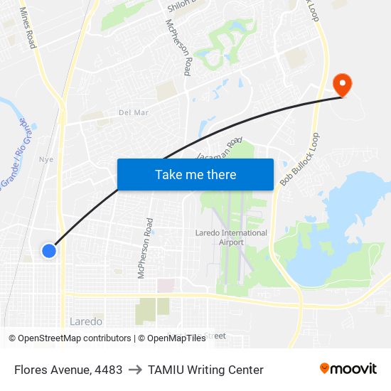 Flores Avenue, 4483 to TAMIU Writing Center map