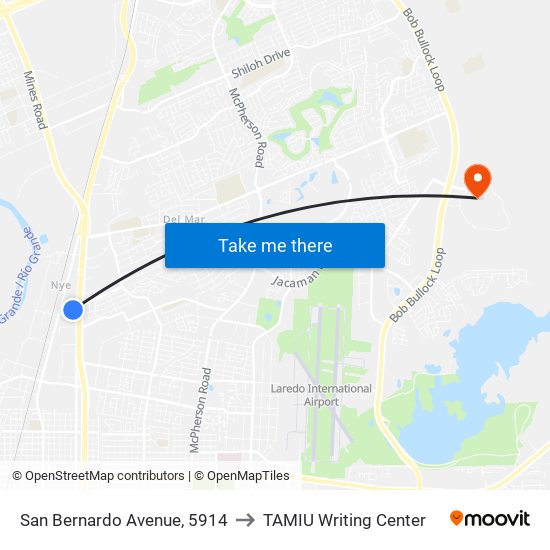 San Bernardo Avenue, 5914 to TAMIU Writing Center map