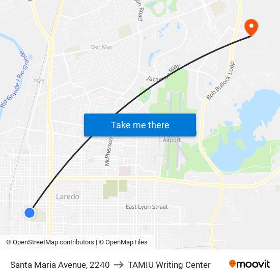 Santa Maria Avenue, 2240 to TAMIU Writing Center map