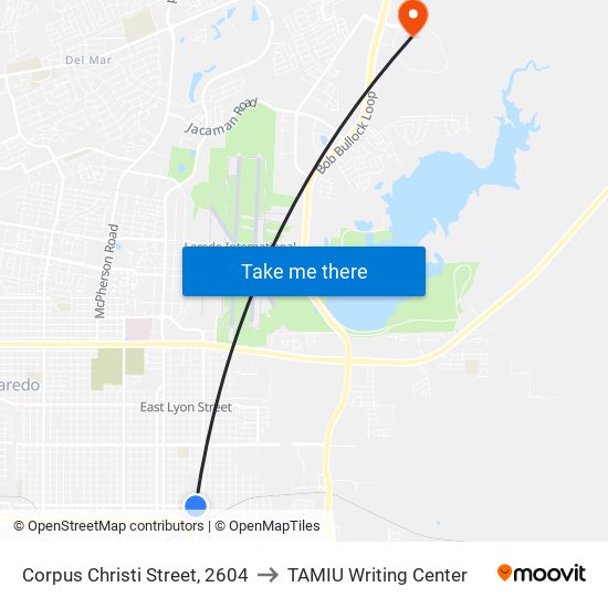 Corpus Christi Street, 2604 to TAMIU Writing Center map