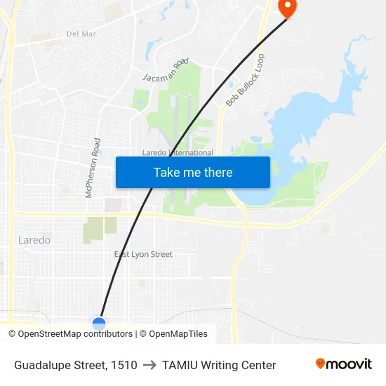 Guadalupe Street, 1510 to TAMIU Writing Center map