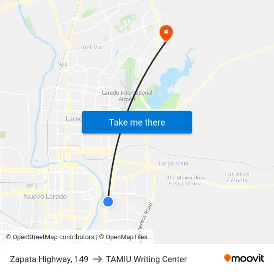 Zapata Highway, 149 to TAMIU Writing Center map