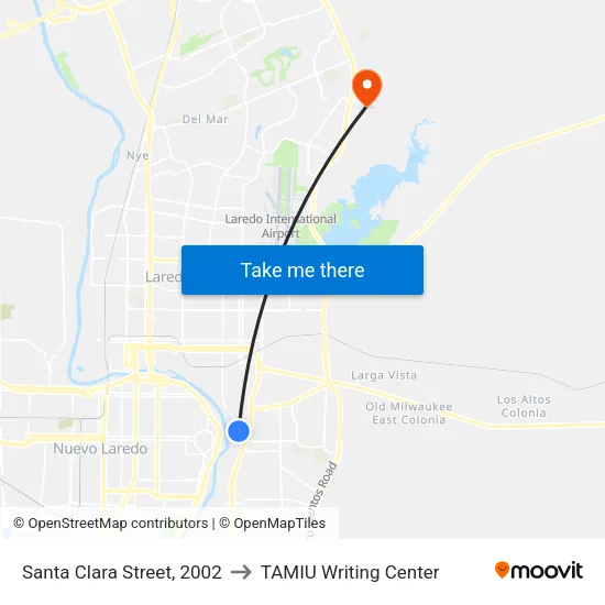 Santa Clara Street, 2002 to TAMIU Writing Center map