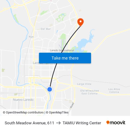 South Meadow Avenue, 611 to TAMIU Writing Center map