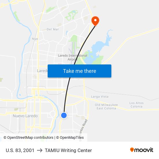U.S. 83, 2001 to TAMIU Writing Center map