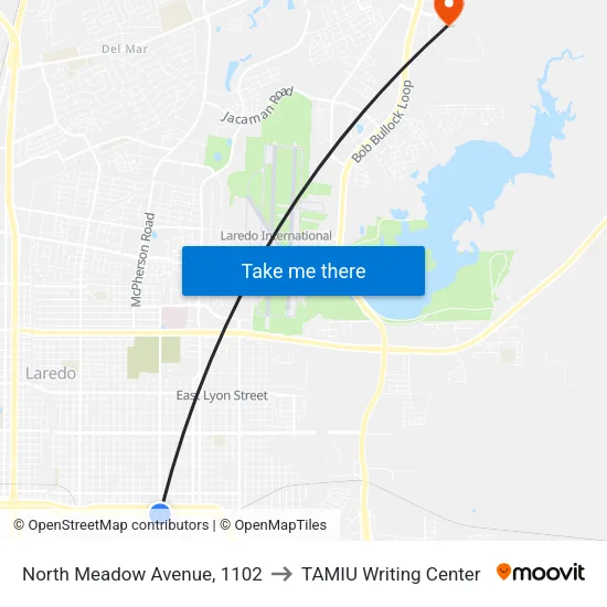 North Meadow Avenue, 1102 to TAMIU Writing Center map
