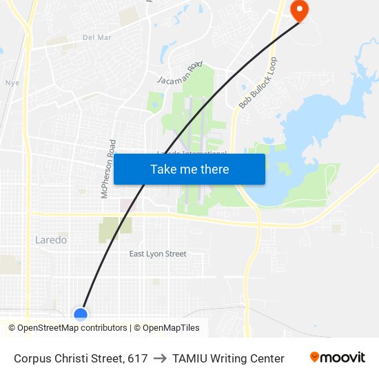 Corpus Christi Street, 617 to TAMIU Writing Center map