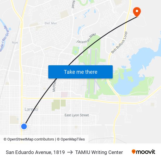 San Eduardo Avenue, 1819 to TAMIU Writing Center map