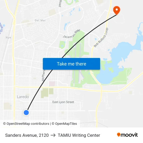 Sanders Avenue, 2120 to TAMIU Writing Center map