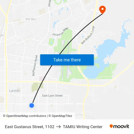 East Gustavus Street, 1102 to TAMIU Writing Center map