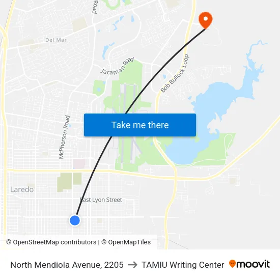 North Mendiola Avenue, 2205 to TAMIU Writing Center map