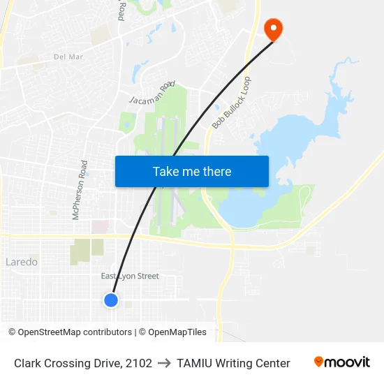 Clark Crossing Drive, 2102 to TAMIU Writing Center map