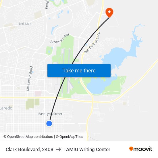 Clark Boulevard, 2408 to TAMIU Writing Center map