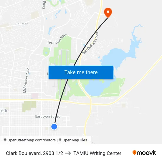 Clark Boulevard, 2903 1/2 to TAMIU Writing Center map
