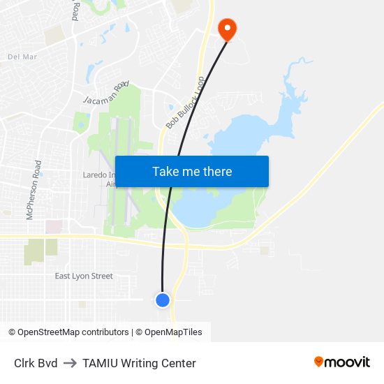 Clrk Bvd to TAMIU Writing Center map