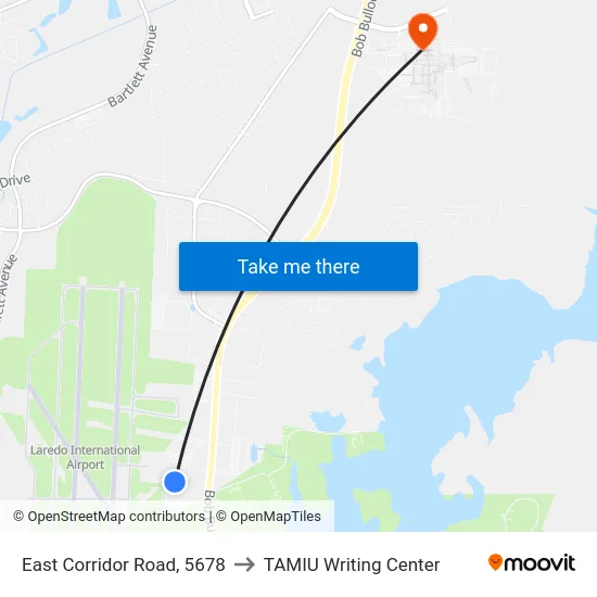 East Corridor Road, 5678 to TAMIU Writing Center map
