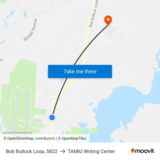 Bob Bullock Loop, 5822 to TAMIU Writing Center map