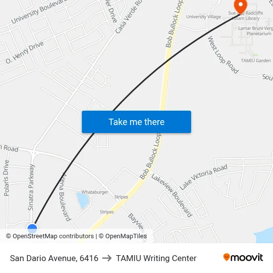 San Dario Avenue, 6416 to TAMIU Writing Center map