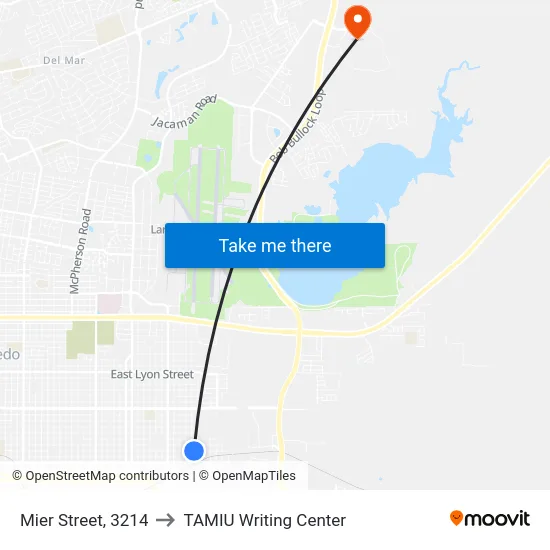 Mier Street, 3214 to TAMIU Writing Center map