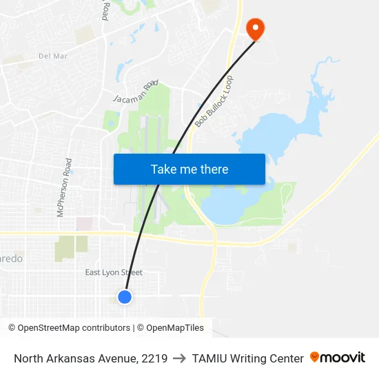 North Arkansas Avenue, 2219 to TAMIU Writing Center map