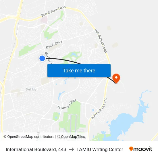 International Boulevard, 443 to TAMIU Writing Center map