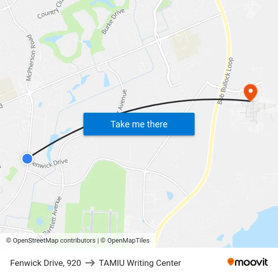 Fenwick Drive, 920 to TAMIU Writing Center map