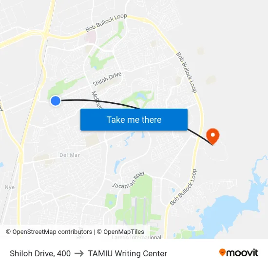 Shiloh Drive, 400 to TAMIU Writing Center map