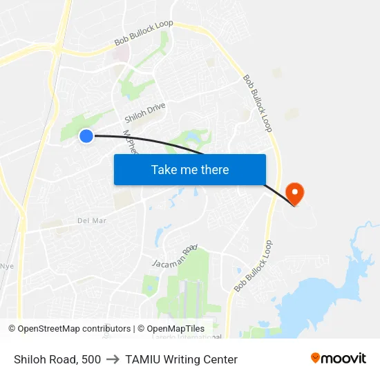 Shiloh Road, 500 to TAMIU Writing Center map