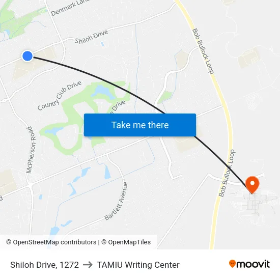 Shiloh Drive, 1272 to TAMIU Writing Center map