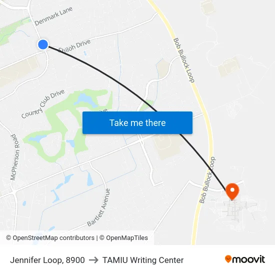 Jennifer Loop, 8900 to TAMIU Writing Center map