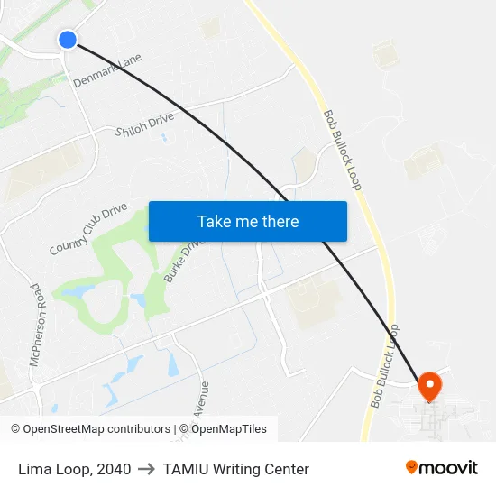 Lima Loop, 2040 to TAMIU Writing Center map