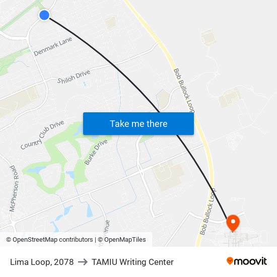 Lima Loop, 2078 to TAMIU Writing Center map