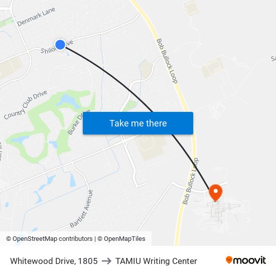 Whitewood Drive, 1805 to TAMIU Writing Center map