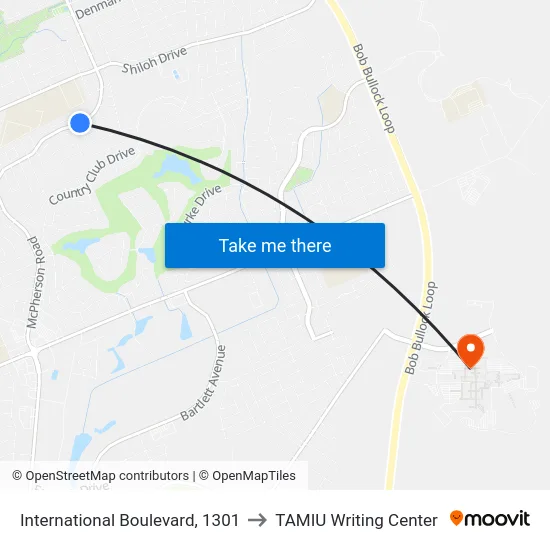 International Boulevard, 1301 to TAMIU Writing Center map
