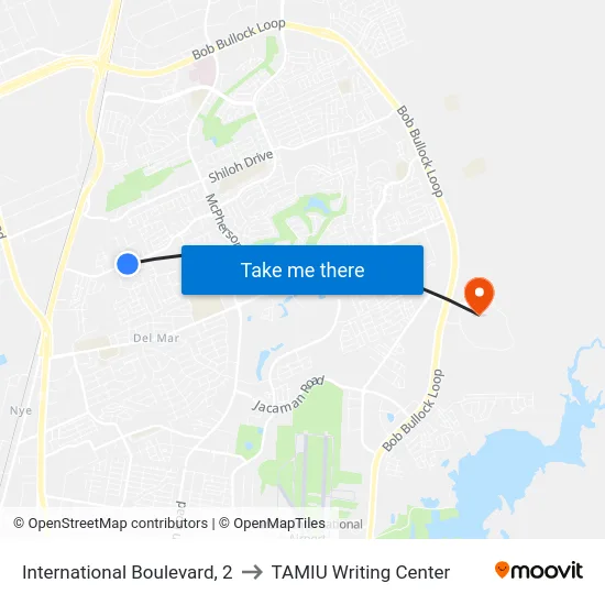 International Boulevard, 2 to TAMIU Writing Center map