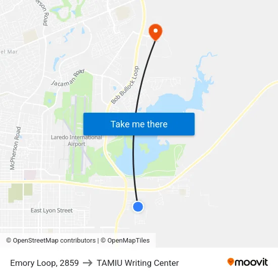 Emory Loop, 2859 to TAMIU Writing Center map