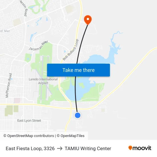 East Fiesta Loop, 3326 to TAMIU Writing Center map