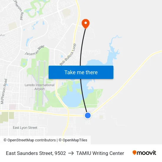 East Saunders Street, 9502 to TAMIU Writing Center map