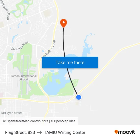 Flag Street, 823 to TAMIU Writing Center map