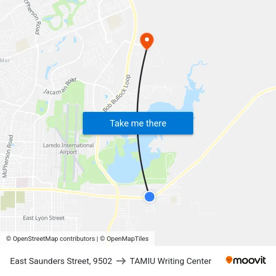 East Saunders Street, 9502 to TAMIU Writing Center map