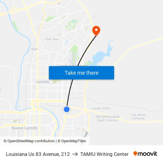 Louisiana Us 83 Avenue, 212 to TAMIU Writing Center map