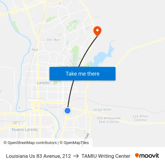 Louisiana Us 83 Avenue, 212 to TAMIU Writing Center map