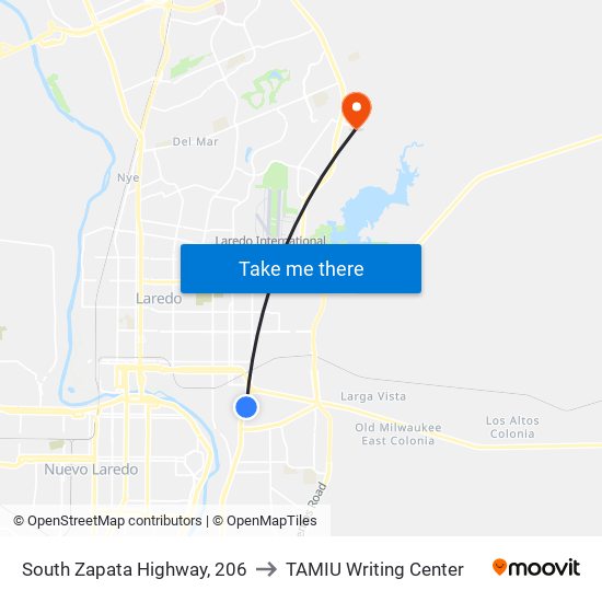 South Zapata Highway, 206 to TAMIU Writing Center map