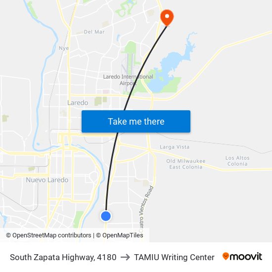 South Zapata Highway, 4180 to TAMIU Writing Center map