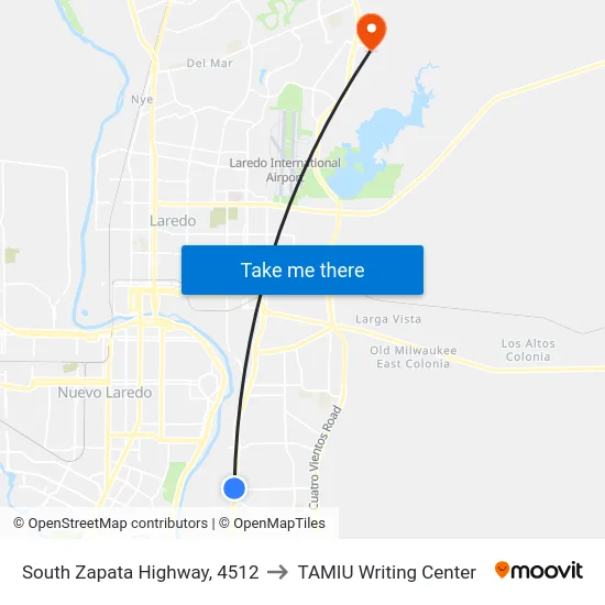 South Zapata Highway, 4512 to TAMIU Writing Center map