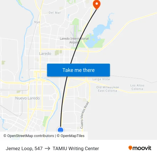 Jemez Loop, 547 to TAMIU Writing Center map