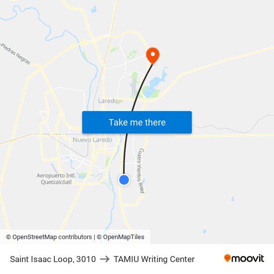 Saint Isaac Loop, 3010 to TAMIU Writing Center map