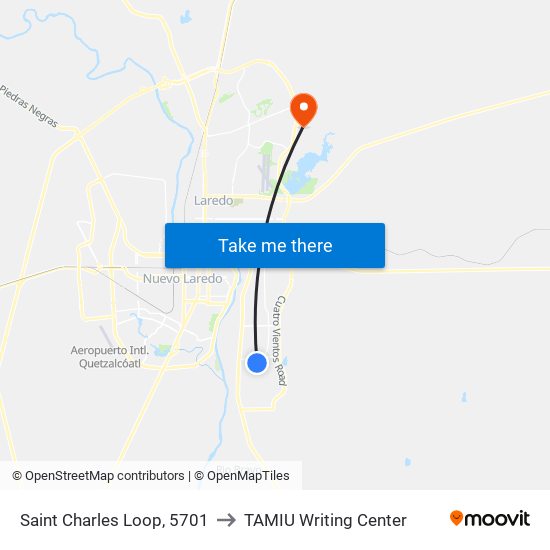 Saint Charles Loop, 5701 to TAMIU Writing Center map
